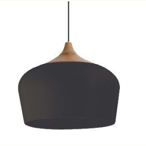 LAMPARA COLGANTE NORDICA metal y madera 38 Negro