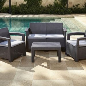 SET CORFU SOFA-EXT-1 DARK BROWN